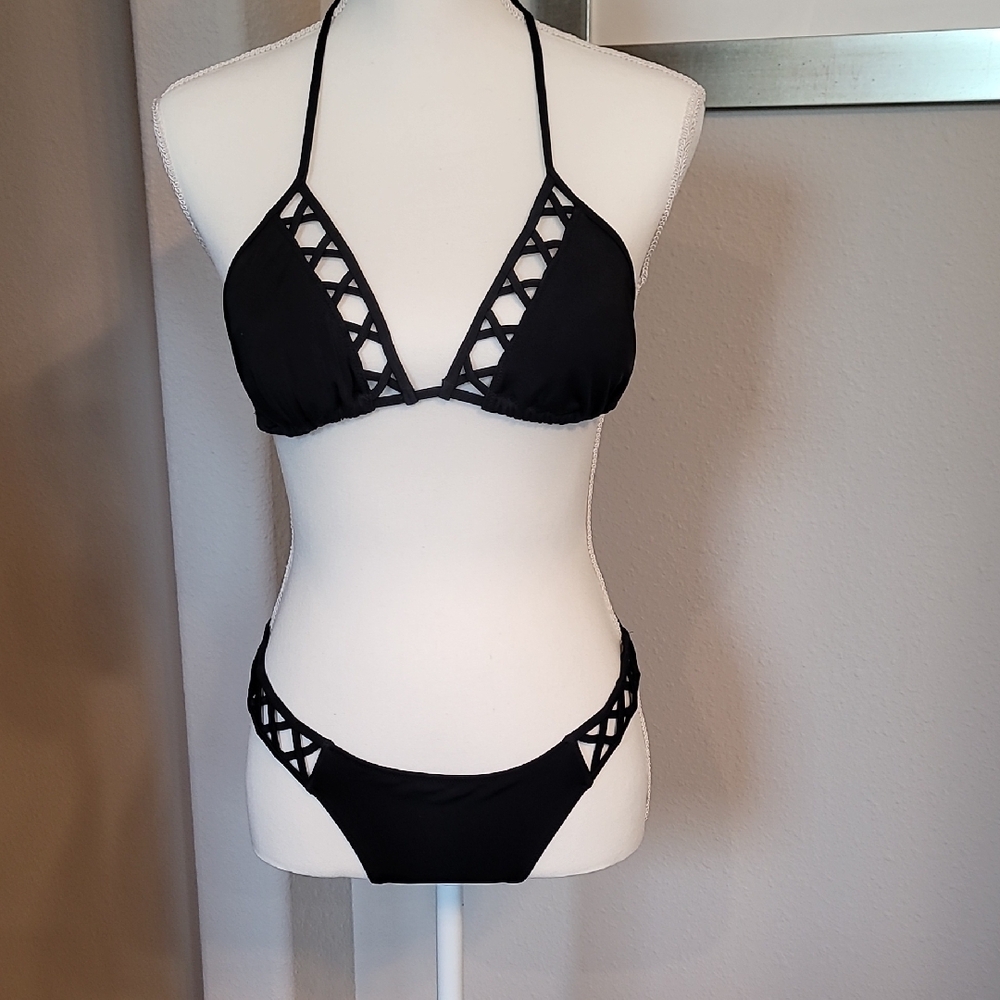 Black Halter Bikini Set